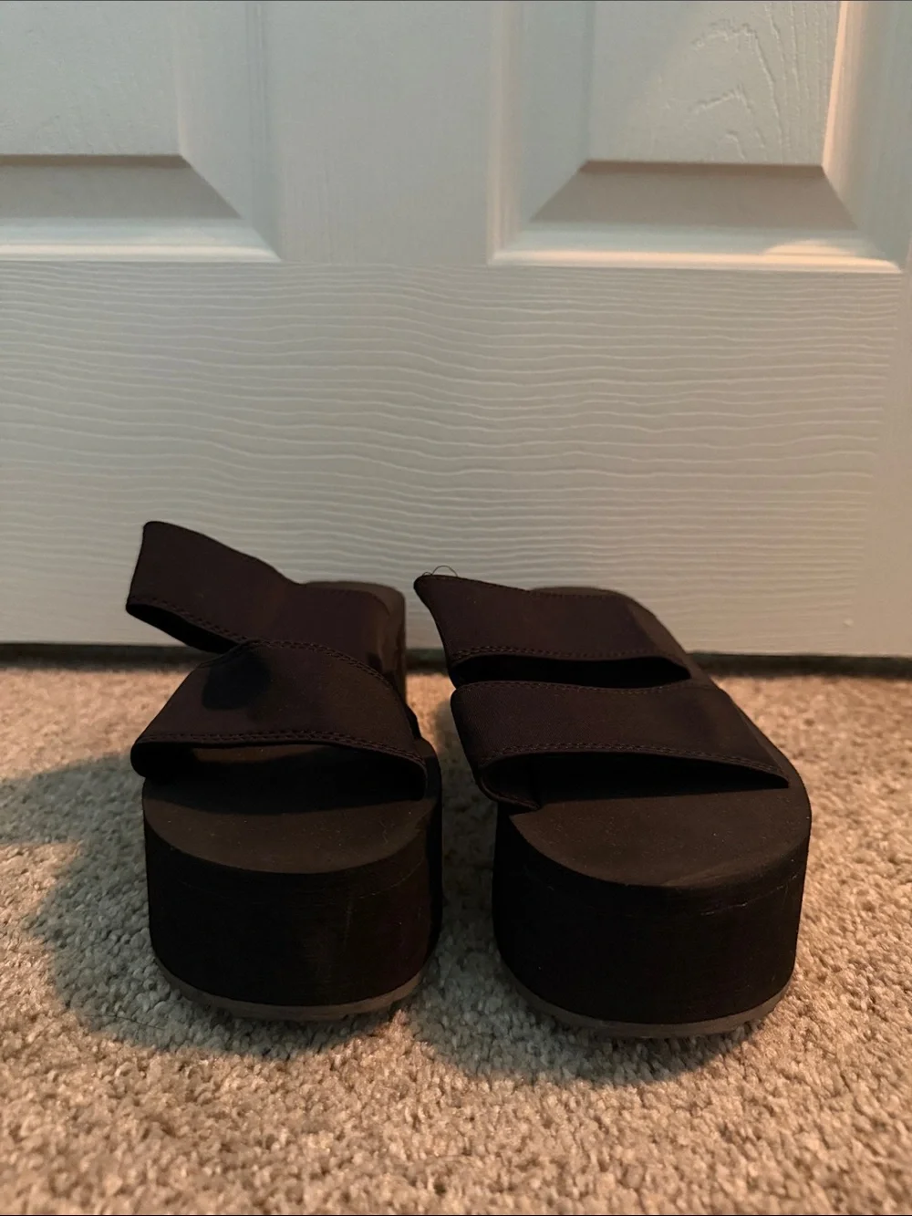 Wild Diva Black Elevated Platform Slide Sandals